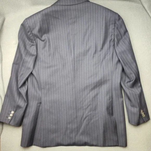 Brion Jacket Men Blue Stripe Palatino Wool 3 Button Suit Sport Coat Blazer Italy